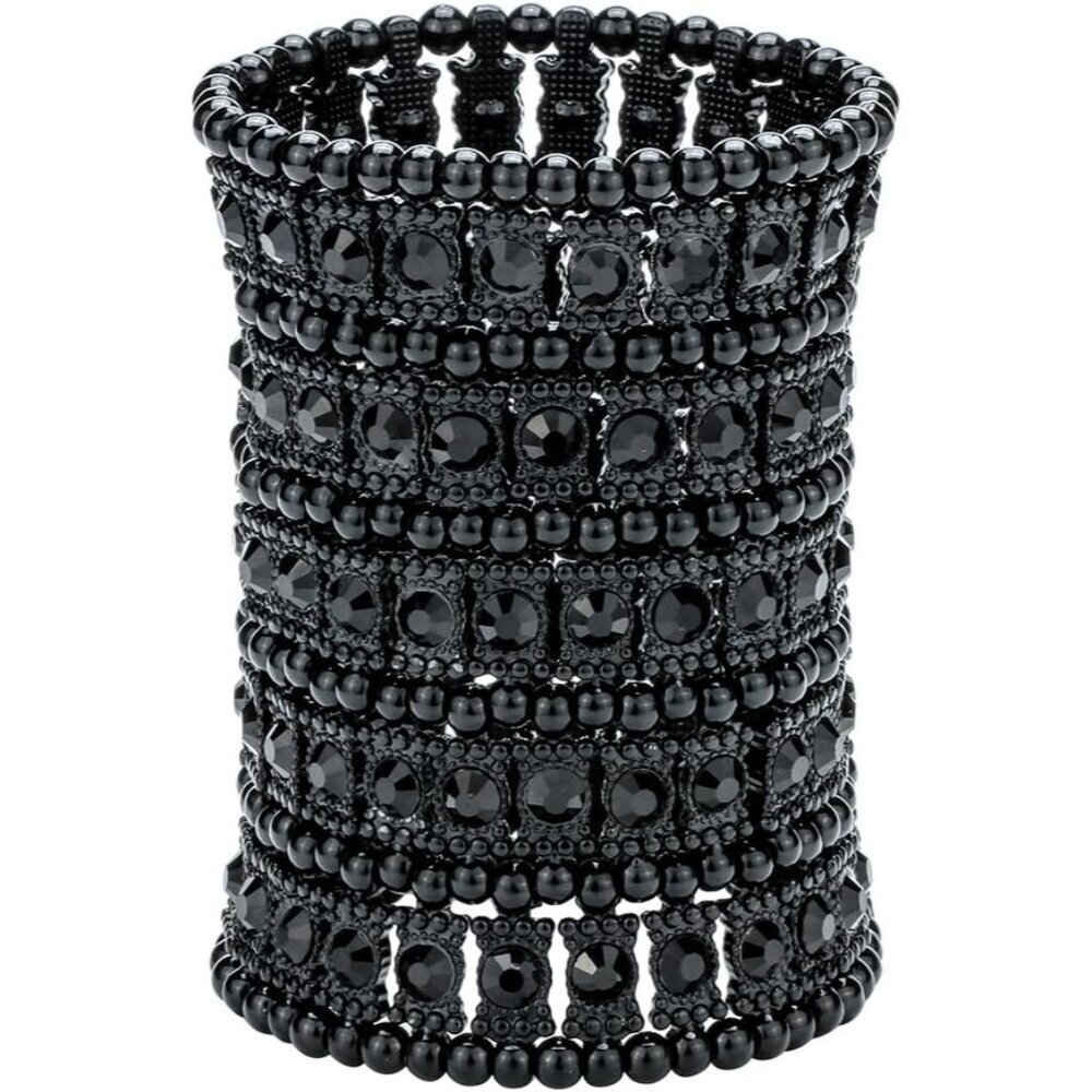 Womens Rhinestone Stretch Cuff Bracelet Alloy Crystal 6.5-7.8 inch Fit Gift